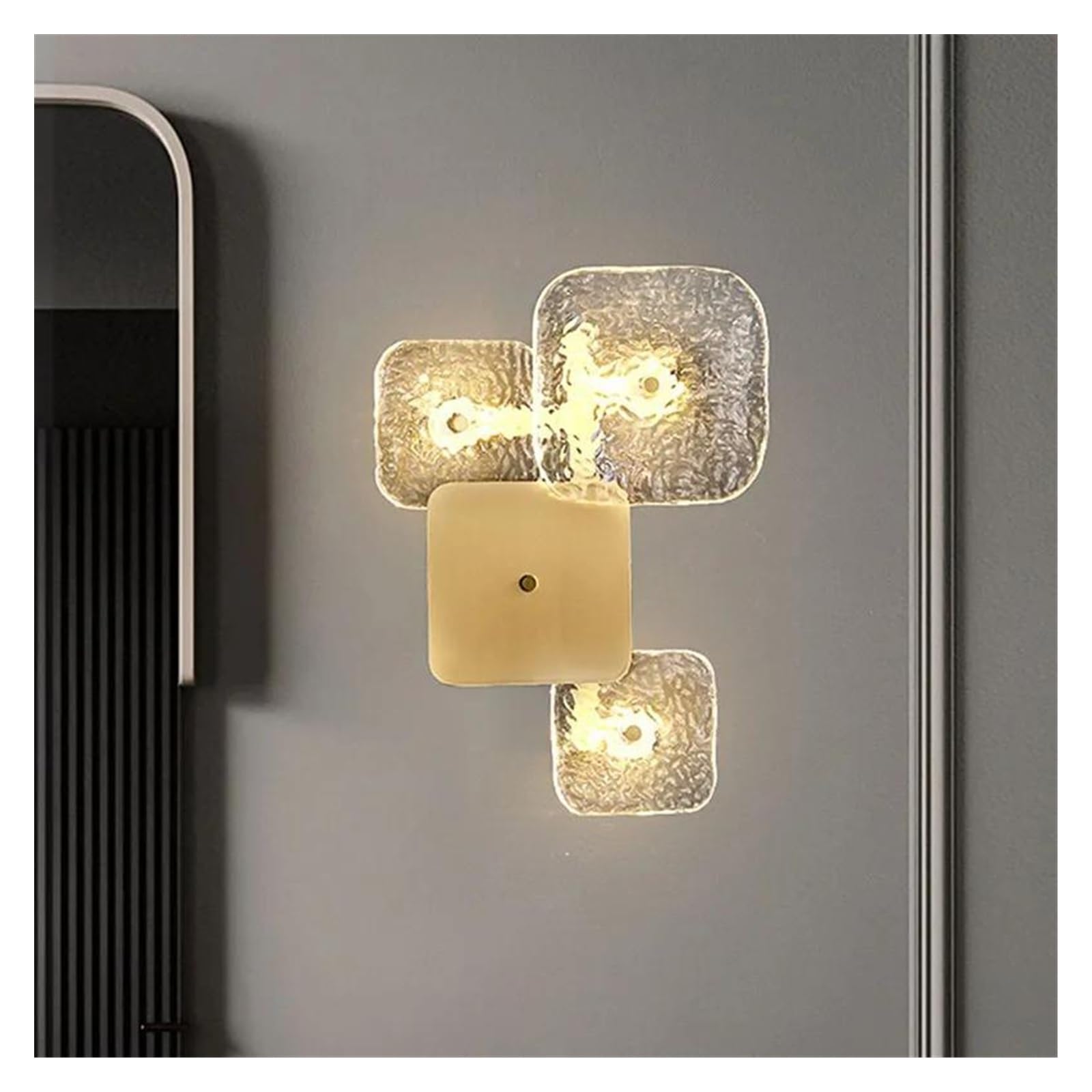 ZTCHSENZT Wall Sconces, Simple Postmodern Luxury Living Room Copper Square Wall Lamp Bedroom Bedside Background Hotel Villa Aisle Indoor Lighting,3 colors-3 lights A