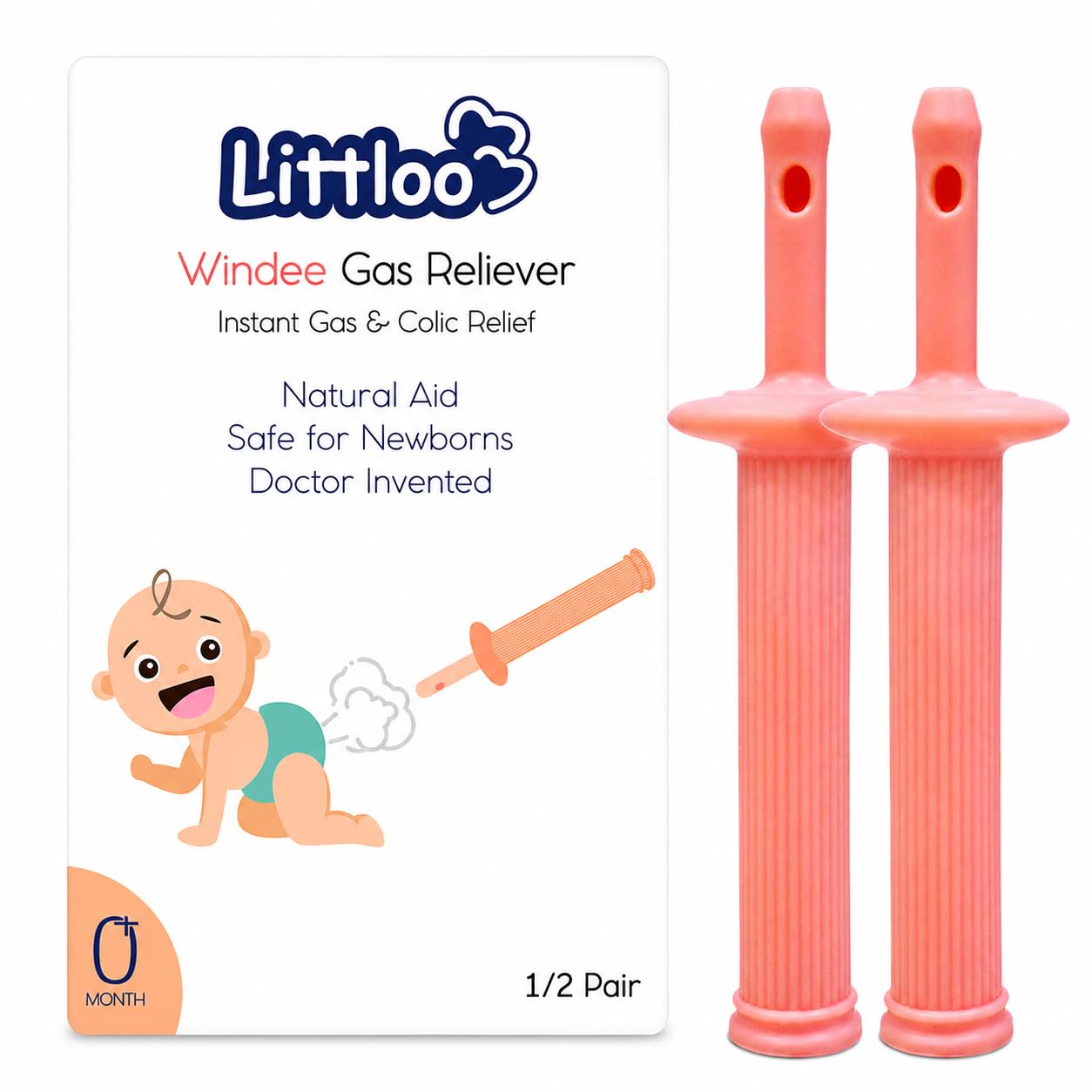 Littloo Windee Gas Reliever – 1 Pair | Disposable Baby Colic Relief Tool | Infant Gas Passage Tube for Gentle Relief | Soft & Safe Aid for Newborns-image-40