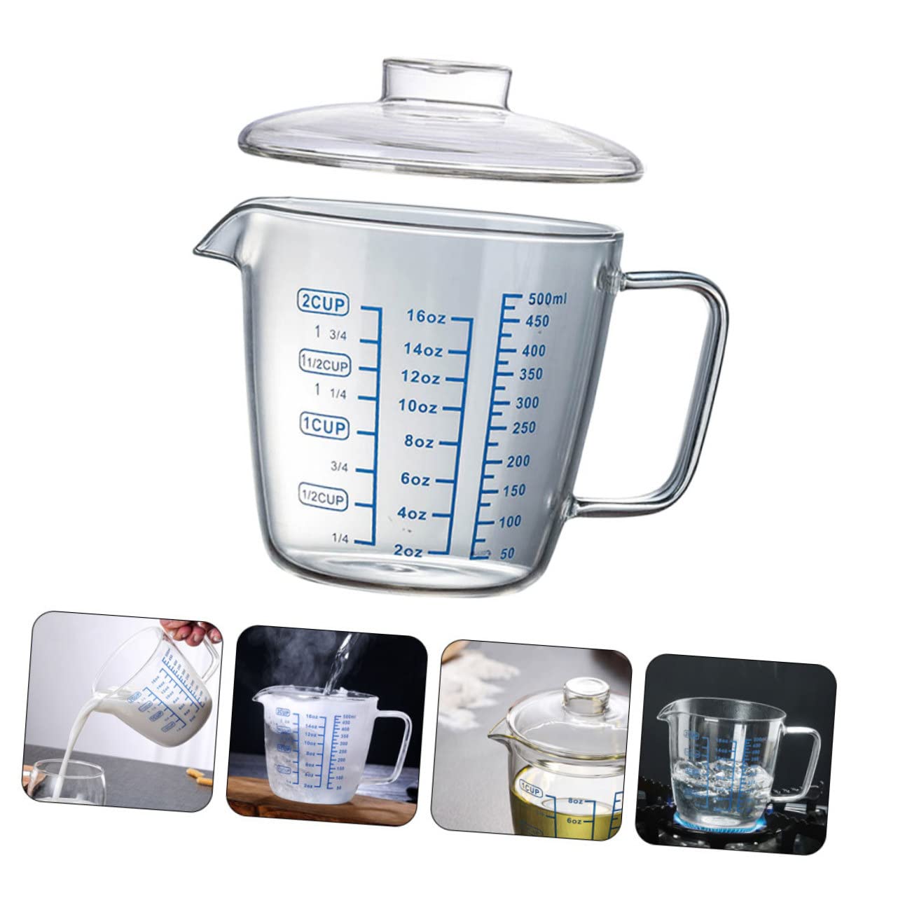 Glas Messbecher Mit Skala Für Heimgebrauch Küche Und Bäckerei Aus Hochwertigem Glasmaterial Und Präzise Zum Messen Von Flüssigkeiten Und Zutaten