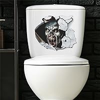 Vista 4 de 4 hojas de calcomanías para tapa de inodoro de Halloween, calcomanías 3D de pared rota de calavera de terror, calcomanías de pared horribles