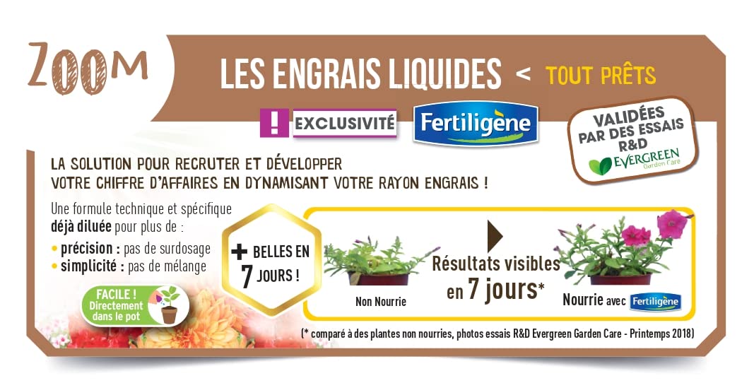 FERTILIGÈNE Engrais Plantes d'Intérieur Prêt à l'Emploi 1L Anti-Jaunissement