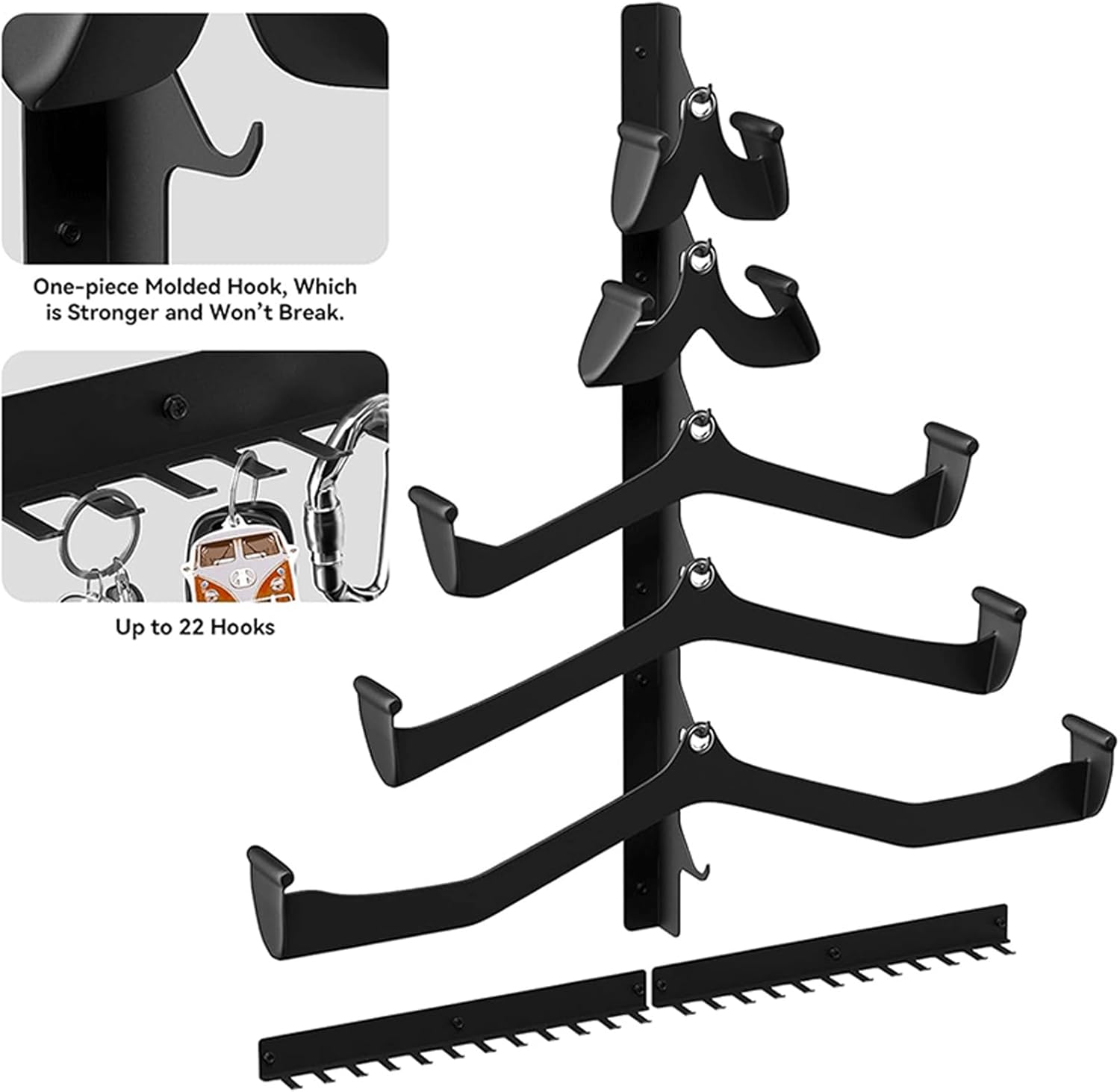 5 Pcs Wall Mounted Pull Up Bar Rack, Quick Gear Access, 96x11.3x11.3cm, Gym Accessories, Fitness Organizer, Multi Hook Design, For Resistance Bands Jump Ropes Dumbbells Cable