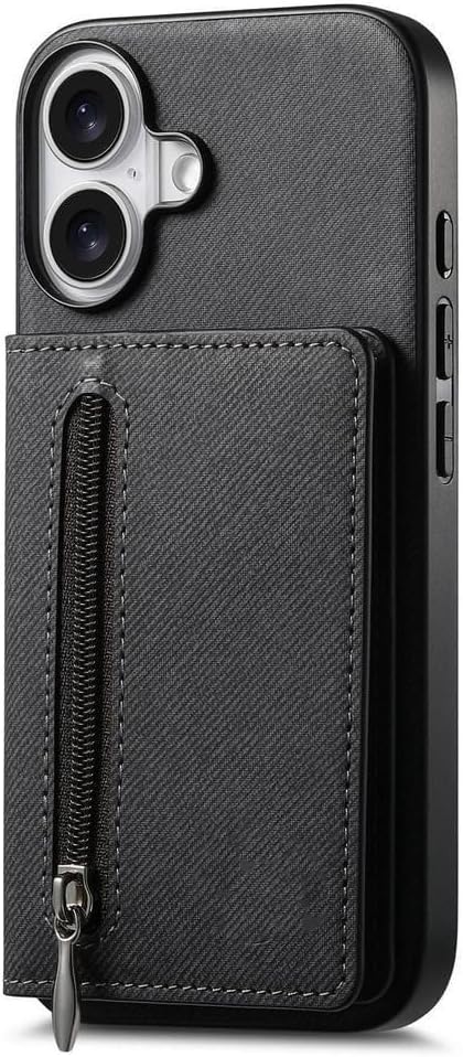 Zipper RFID Blocking Wallet Case for iPhone 17/17 Air/17 Pro/17 Pro Max, PU Leather Magnetic Closure Card Holder, Strong Magnet & Anti-Scratch(Black,17 Air)