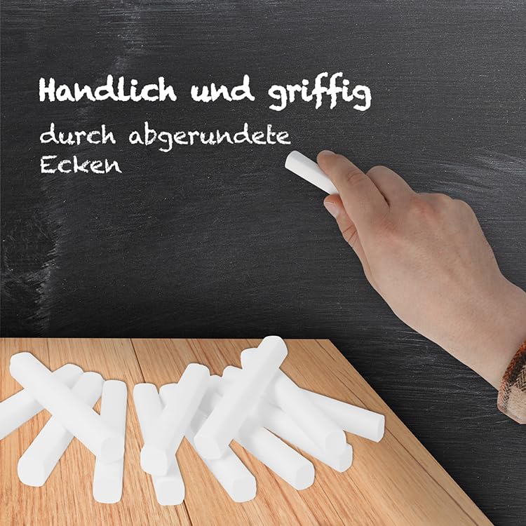 Westcott Kreide 100 Stück Weiss | Vorteilspack Tafelkreide mit 1,2cm ⌀ in deckendem Weiss | staubarm & leicht abwischbar | 8… – Ansicht 4