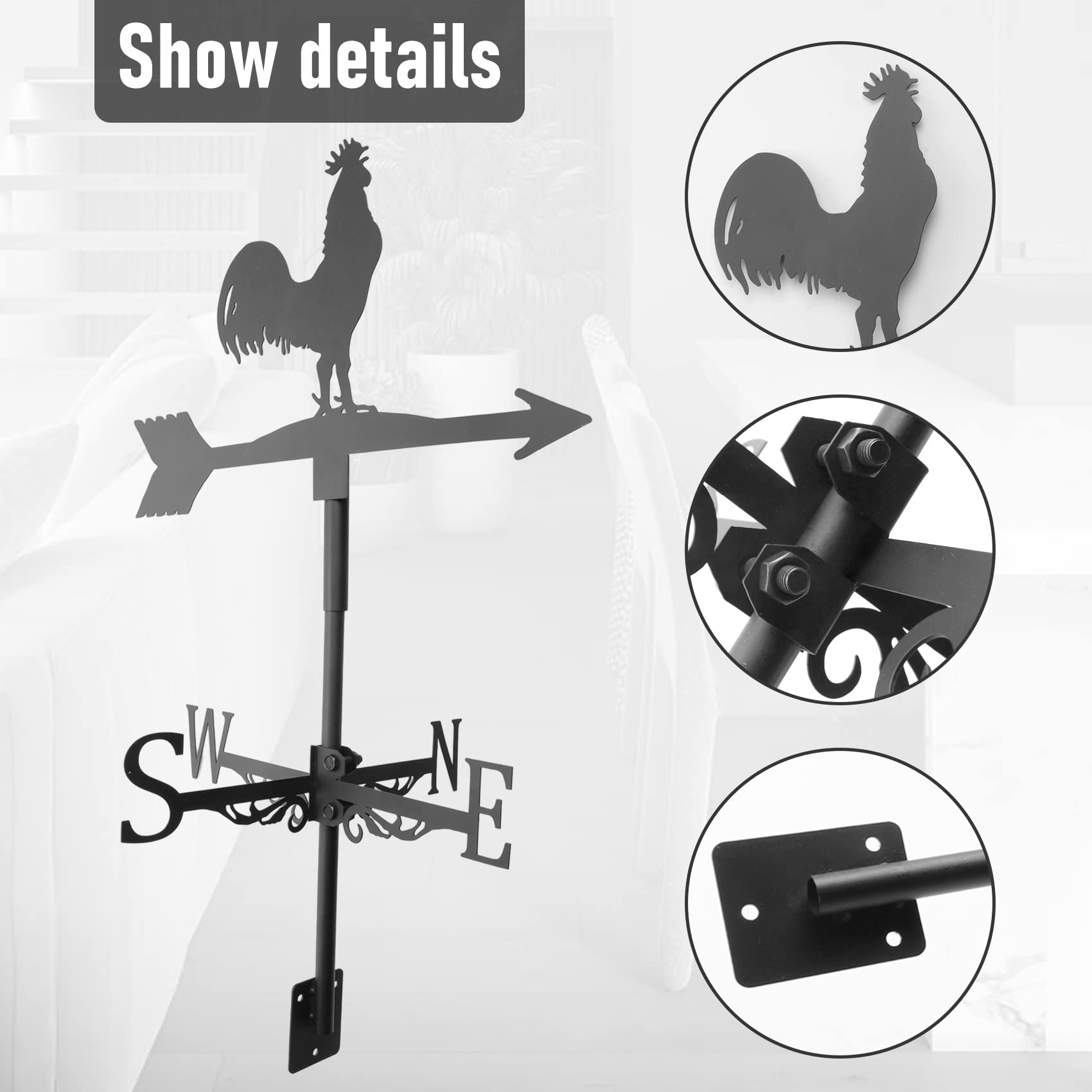 Veleta con Animales Pollos Estaca de JardíN Veleta Indicador de DireccióN del Viento Gallo Adorno Arte