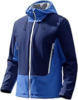 Vista 9 de Runcati Chaqueta Softshell para hombre, con forro polar, rompevientos, bloque de color, impermeable, con capucha, para senderismo