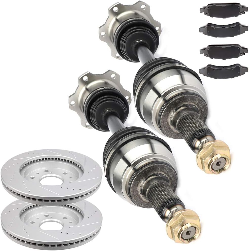 Compatible with cciyu/Front CV Axles & Brake Rotors & Pads Kit for Cadillac 2008-2015 for Chevrolet for GMC 2008-2014