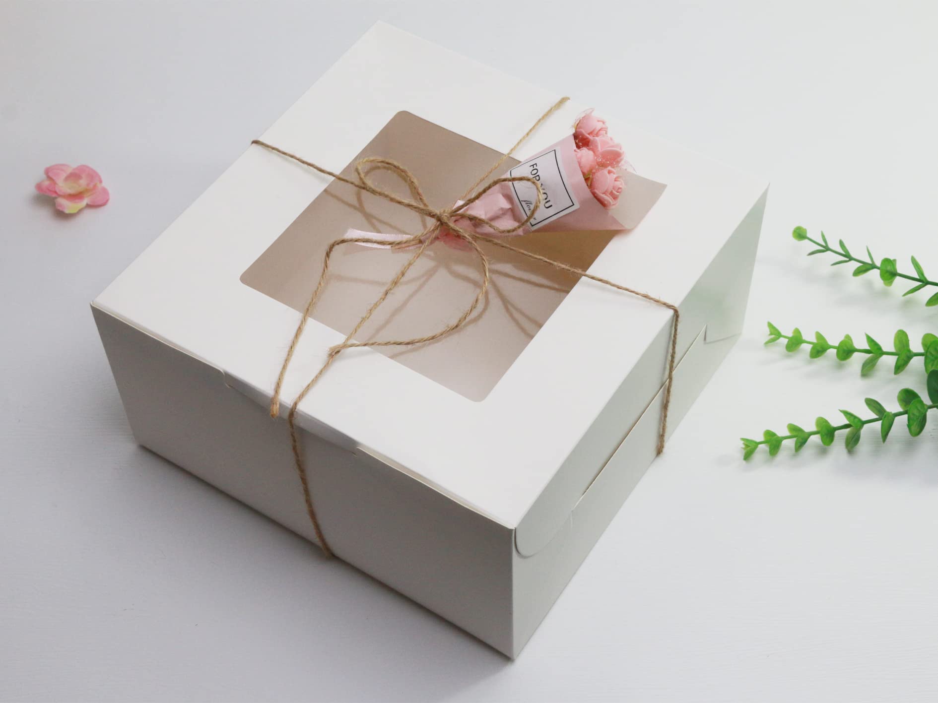 Paquete de 10 cajas blancas para tartas con ventana, 10 x 10 x 5 pulgadas, cajas de regalo de fiesta, cajas de galletas, cajas de panadería, dulces, postres, dulces, pasteles, cupcakes,