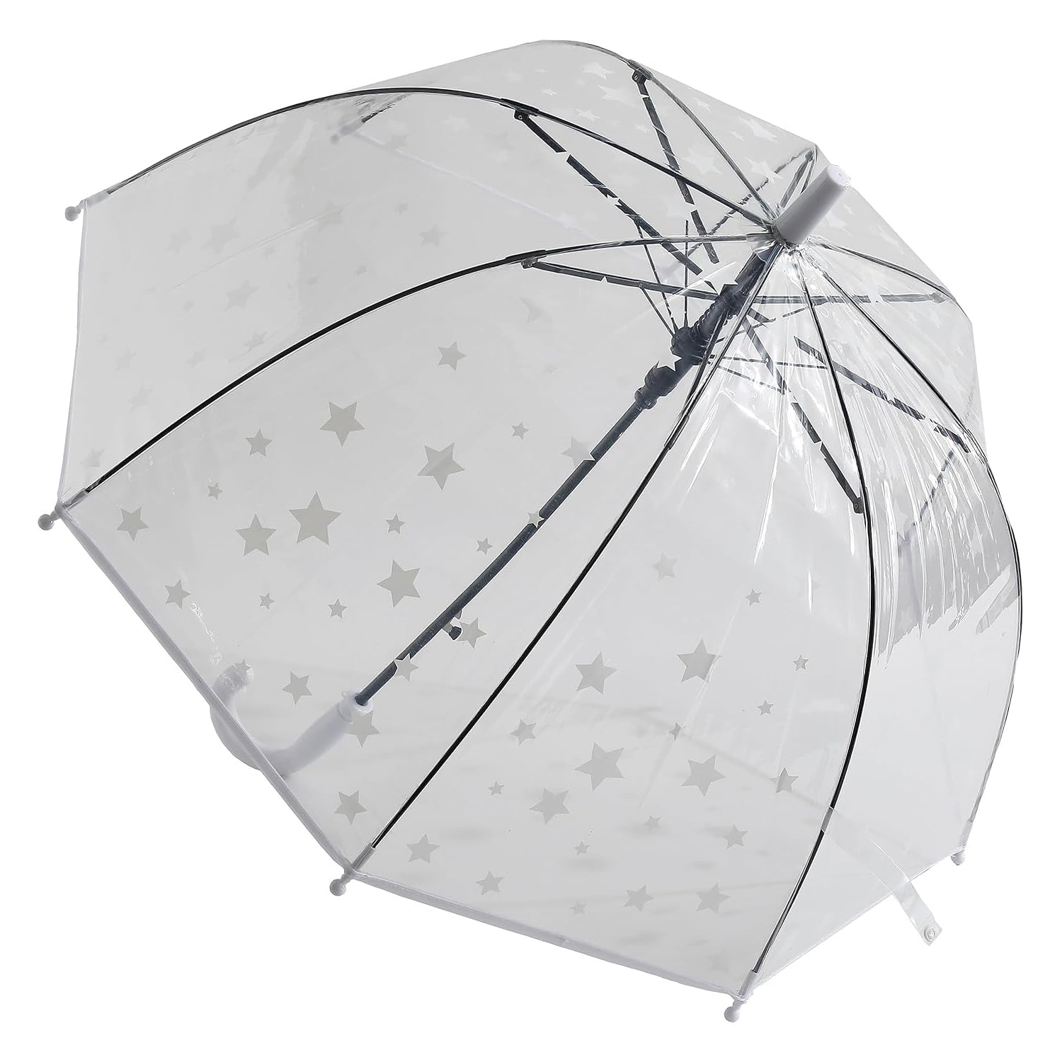 Kuber Industries Transparent Umbrella For Men & Women|Automatic Umbrella For Rain (White)