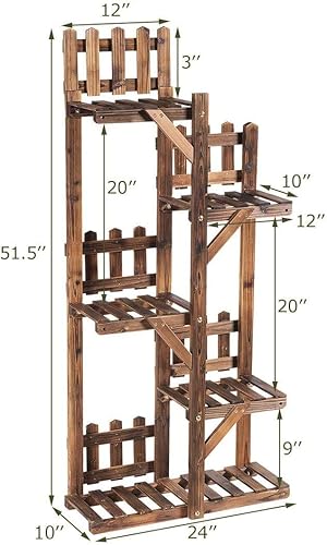 Miniatura 6 de S AFSTAR Soporte de madera para plantas, soporte para macetas de madera de abeto de 5 niveles, estante de exhibición de flores multiusos para sala