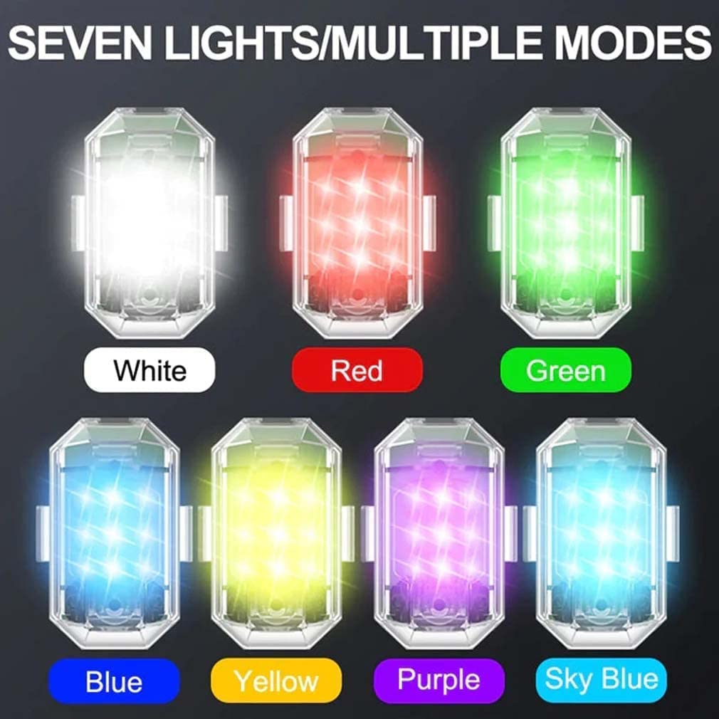 High Brightness Wireless LED Strobe Light, 7 Colors Led Aircraft Strobe Lights & Usb Charging Night Anti-Collision Light (1 Light)