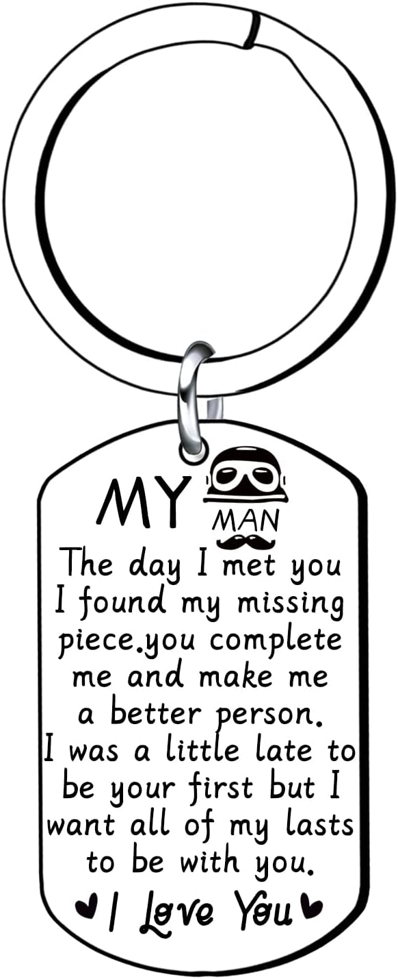 Lumengqi Valentine Gifts Husband Keychain for Him Boyfriend Anniversary Birthday to My Man Couple Wedding Long Distance Relationship Stocking Stuffer Gifts for Hubby Fiance Groom Key Pendant Jewelry