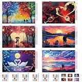 NAIMOER 6 Pack San Valentín Pintura por Números Adultos Niños, Arte Regalos 20x30cm