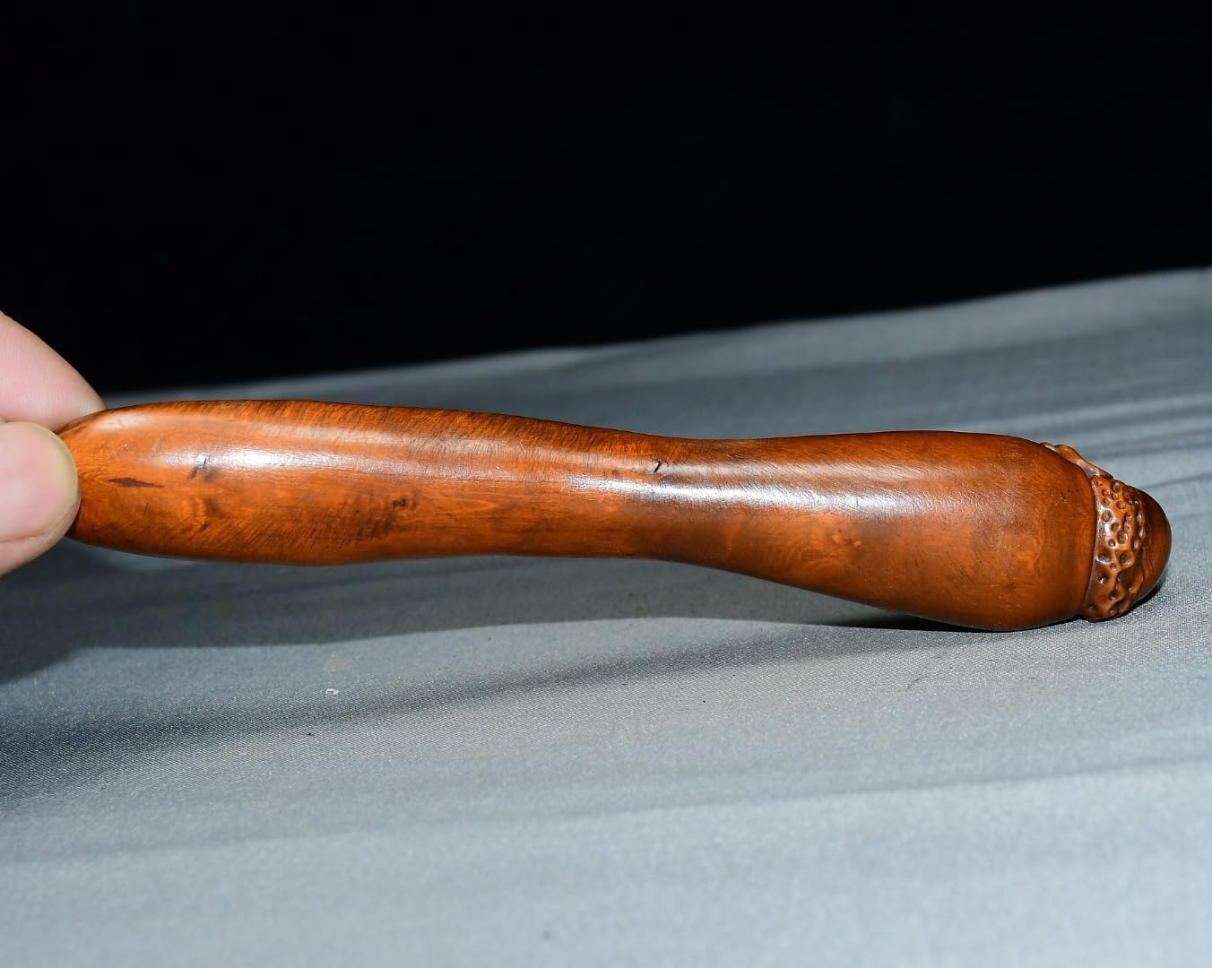 6"Old Boxwood Bodhidharma Damo Buddha Head handle Tea shovel tea ceremony tool spoon Study Amass wealth Ornaments