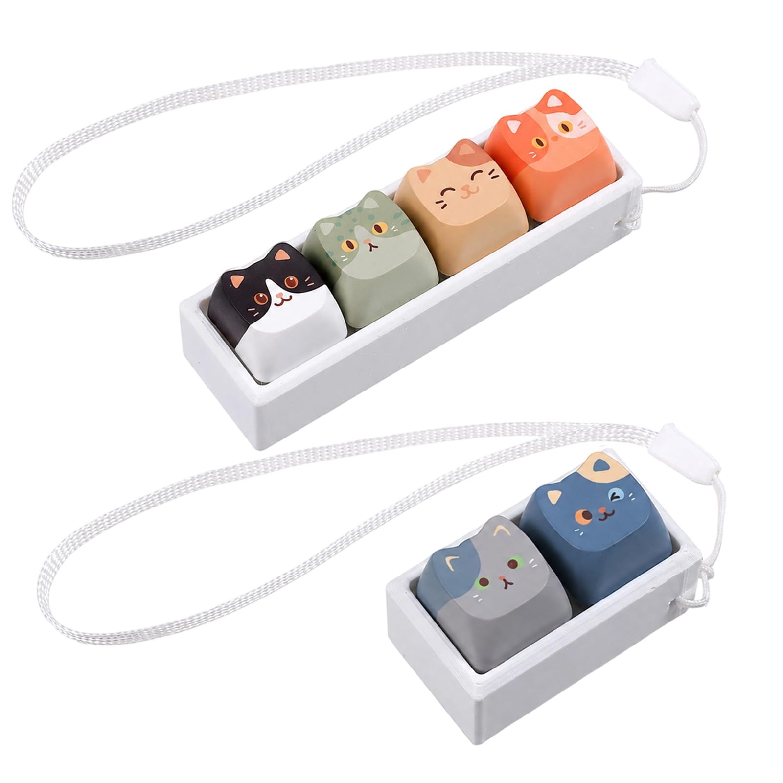 Qianyu 2Pcs Cute Cat Keyboard Fidget Toy Keyboard Clicker Fidget Keychain