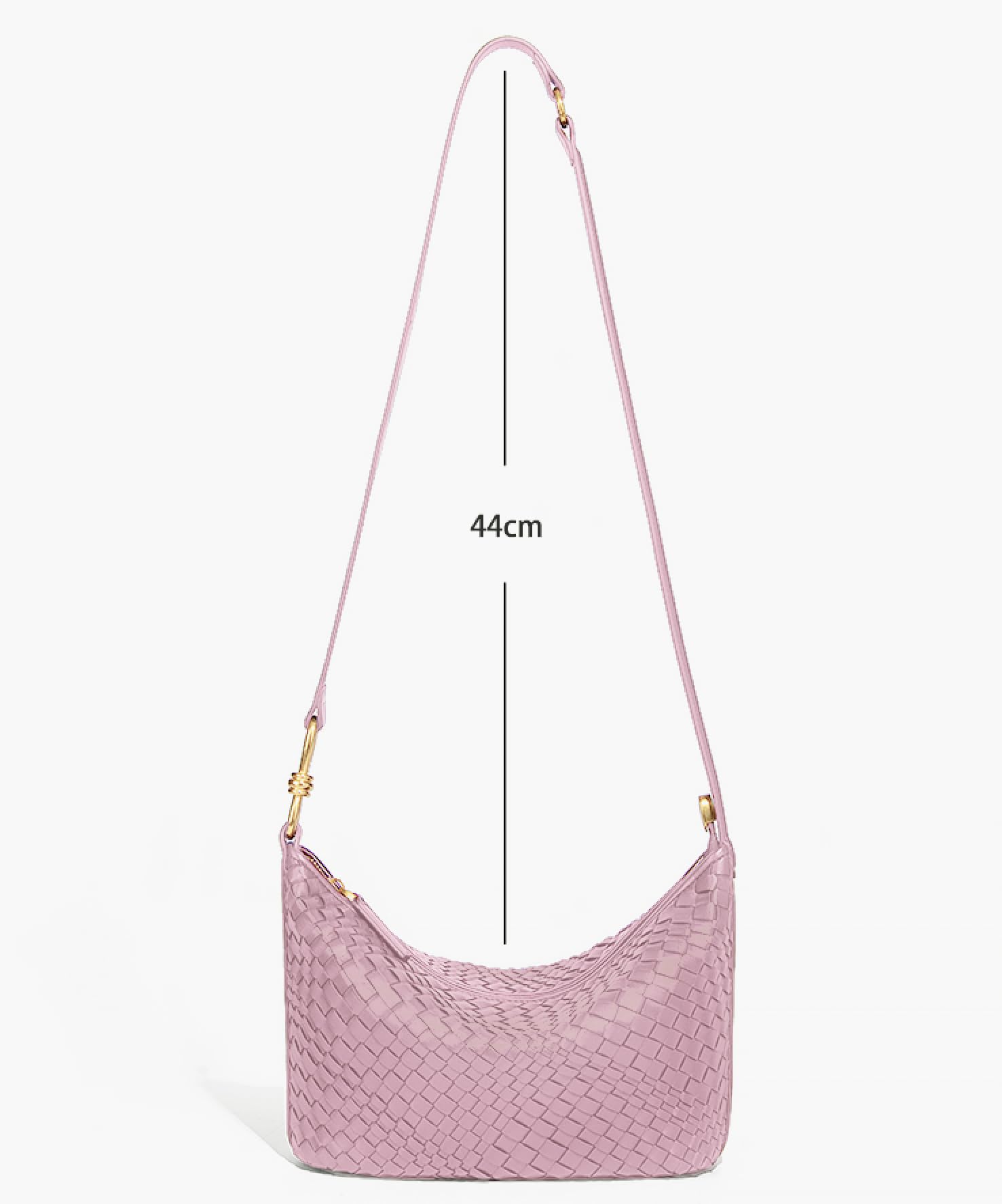Woven Bag, Premium Leather with Adjustable Straps, Spacious & Organized. Versatile Crossbody, Shoulder Bag (Pink)
