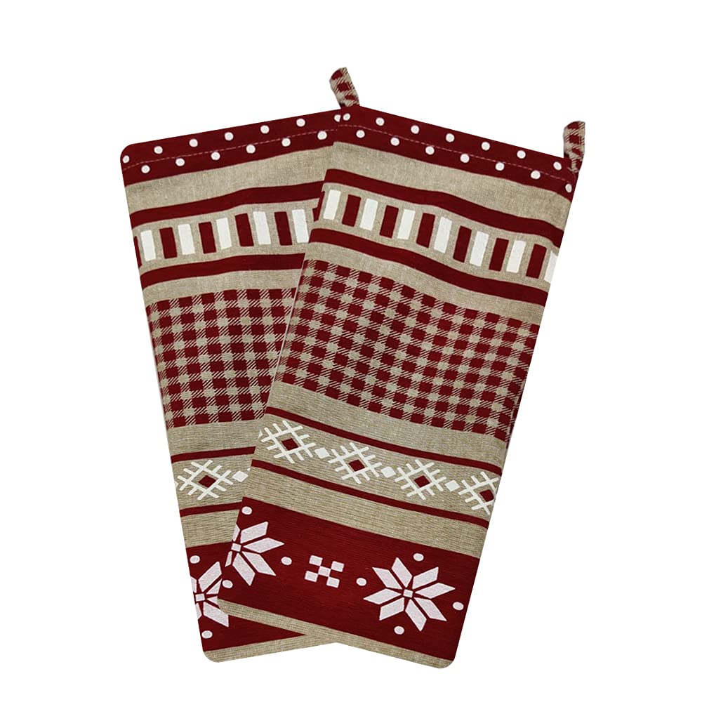 SAJAVAT HOME KT_15 100% Cotton Printed Kitchen Towel (Pack of 2) 21x27 Inches / 53x68 cm Multicolor (Red, Cotton)