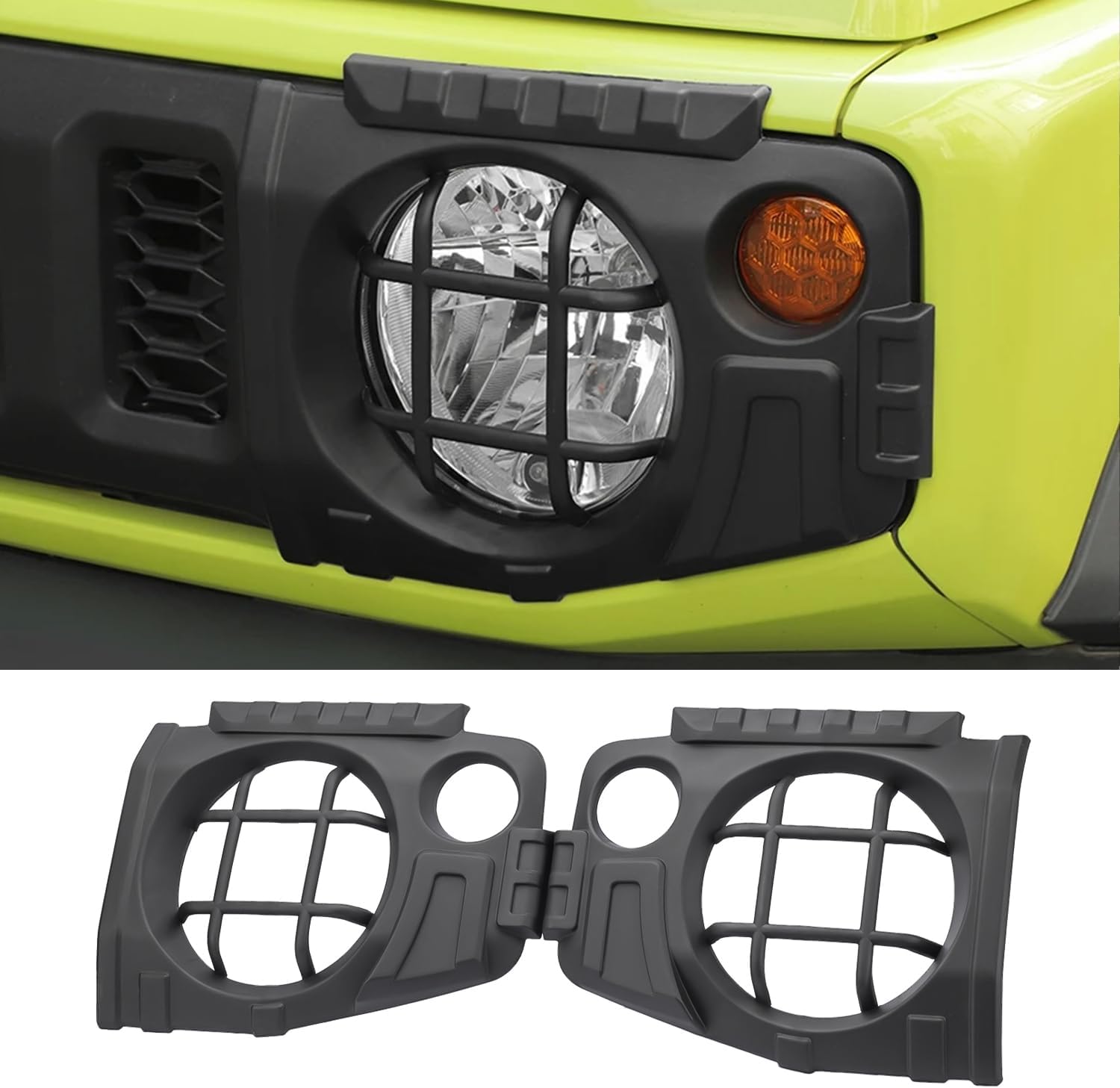 Car Front Headlight Guards + Front Fog Light Covers + Taillight Rear Tail Lamp Guard Protector for Suzuki Jimny 2019-2025 Exterior Accessories (Black)