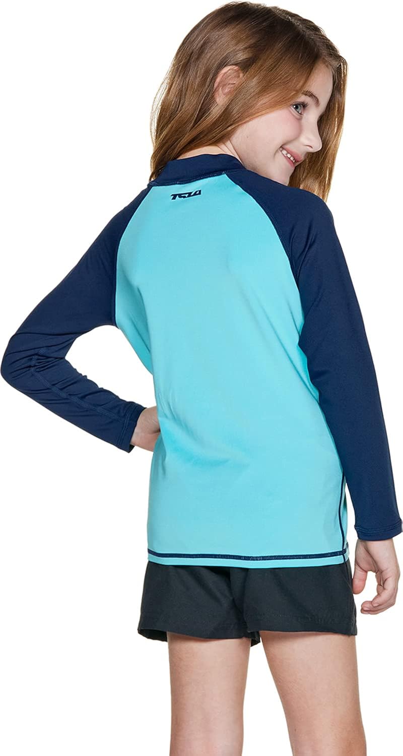 TSLA Girls Long Sleeve Rash Guard Swimsuit, UV/SPF Water Beach Surf Swim Shirt, UPF 50+ Sunscreen Swimwear Shirts : Clothing, Shoes & Jewelry
