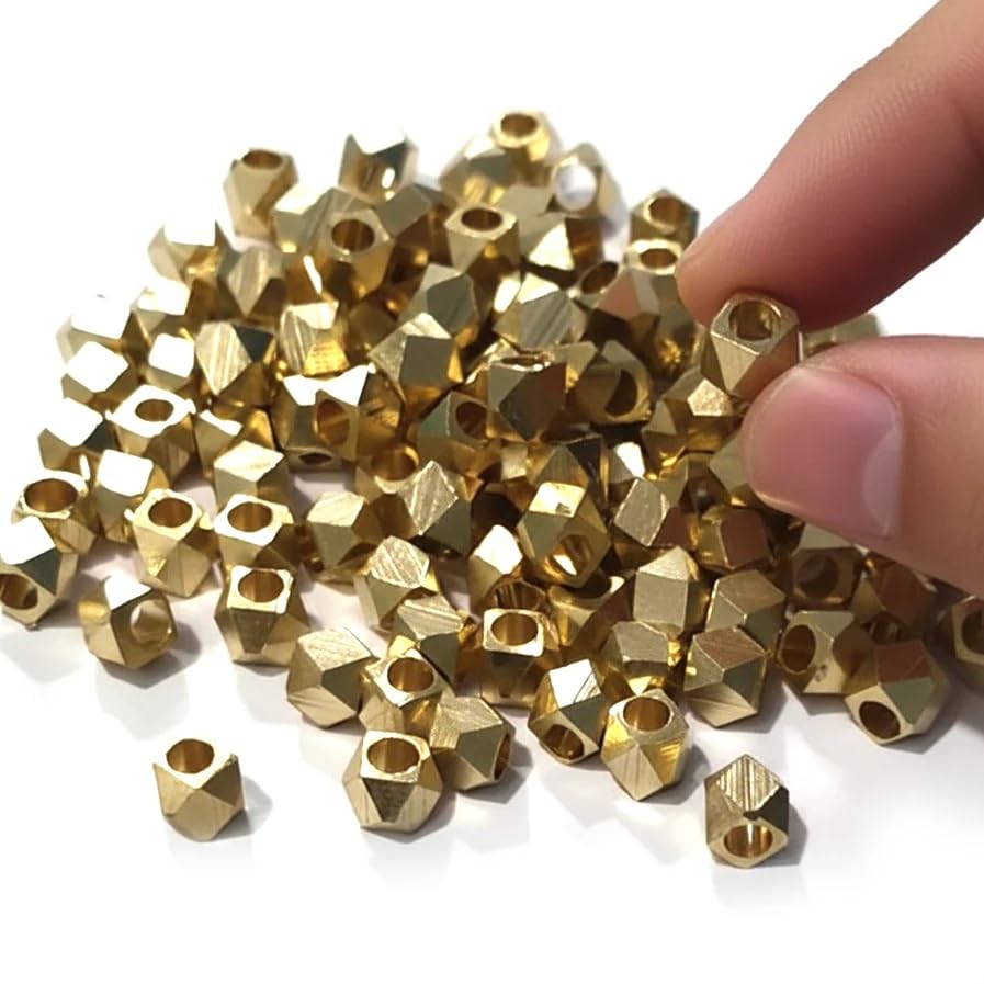 Sparkle Diamond Cut Spacer,3mm, Solid Brass Bead, raw Brass Color, Large Hole Spacer - 200 pcs-picture-10