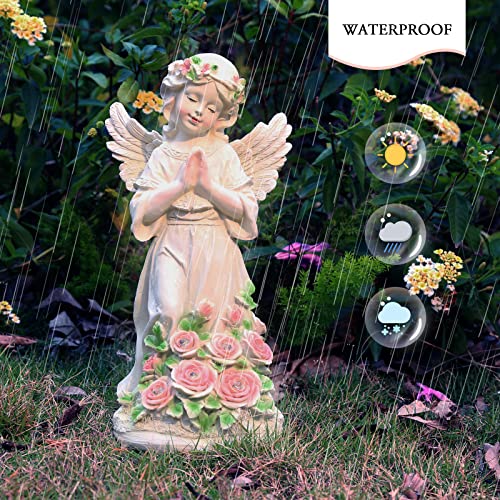 Garden Decor Angel Statue, Outdoor Patio Garden Sculptures & Statues, Solar Yard Decorations Lawn Ornaments Figurines For Outside #TOP3