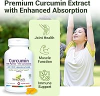 Vista 2 de NEW ROOTS HERBAL Suplemento de curcumina de cúrcuma de 500 mg con extracto de pimienta negra, 20 veces mejor absorción, cápsulas de cumarina con 95%