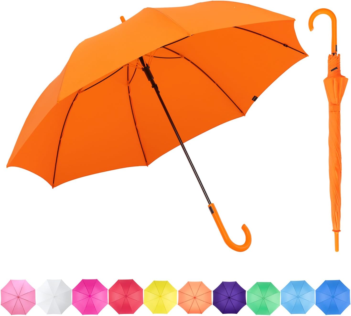 RUMBRELLA UV Stick Umbrella Auto Open UPF 50+ with J Hook Handle 51IN