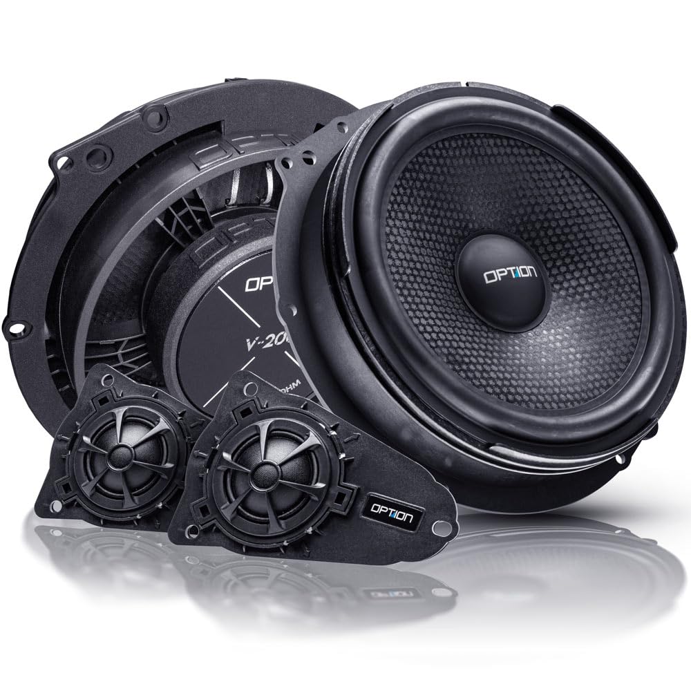 Option-T5 Lautsprecher System Frontsystem kompatibel mit VW T5 Plug & Play - 16,5cm Lautsprecher 2-Wege Komponenten Lautsprechersystem - 70 Watt RMS - 3 Ohm - 94dB