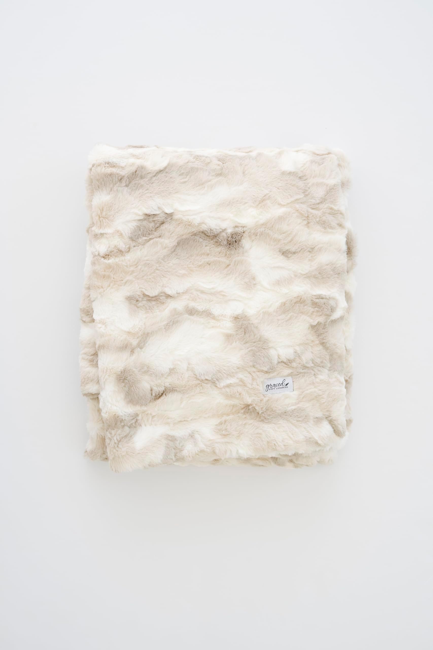 GRACED SOFT LUXURIES Oversized Throw Blanket Warm Elegant Softest Cozy Faux Fur Home Throw Blanket 60" x 80", Marbled Ivory