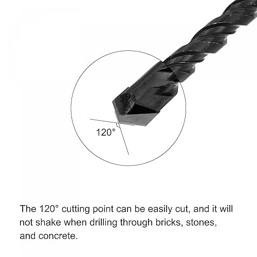 Miniatura 9 de uxcell Broca de albañilería con punta de carburo, herramienta rotativa en espiral, 0.236in de diámetro de corte (negro)