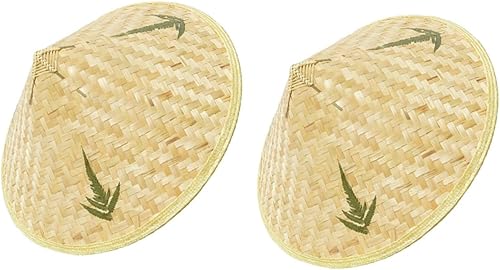 2 unids Sombrero de Bambú Sombrero de Paja Niños Sombreros de Verano Decoración Oriental Mini Sombrero Mexicano Chino Sombreros Vietnamita Traje de