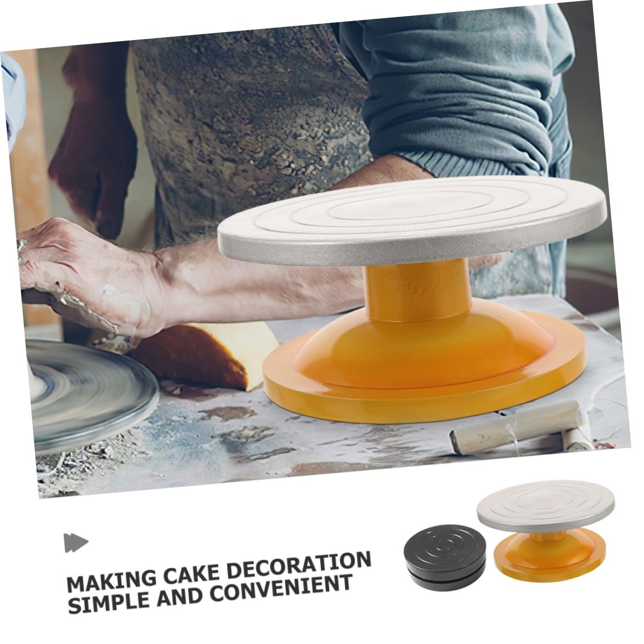 Ciieeo Plato Giratorio De Acero y Plástico 25cm Base Estable Soporte para Decorar Pasteles