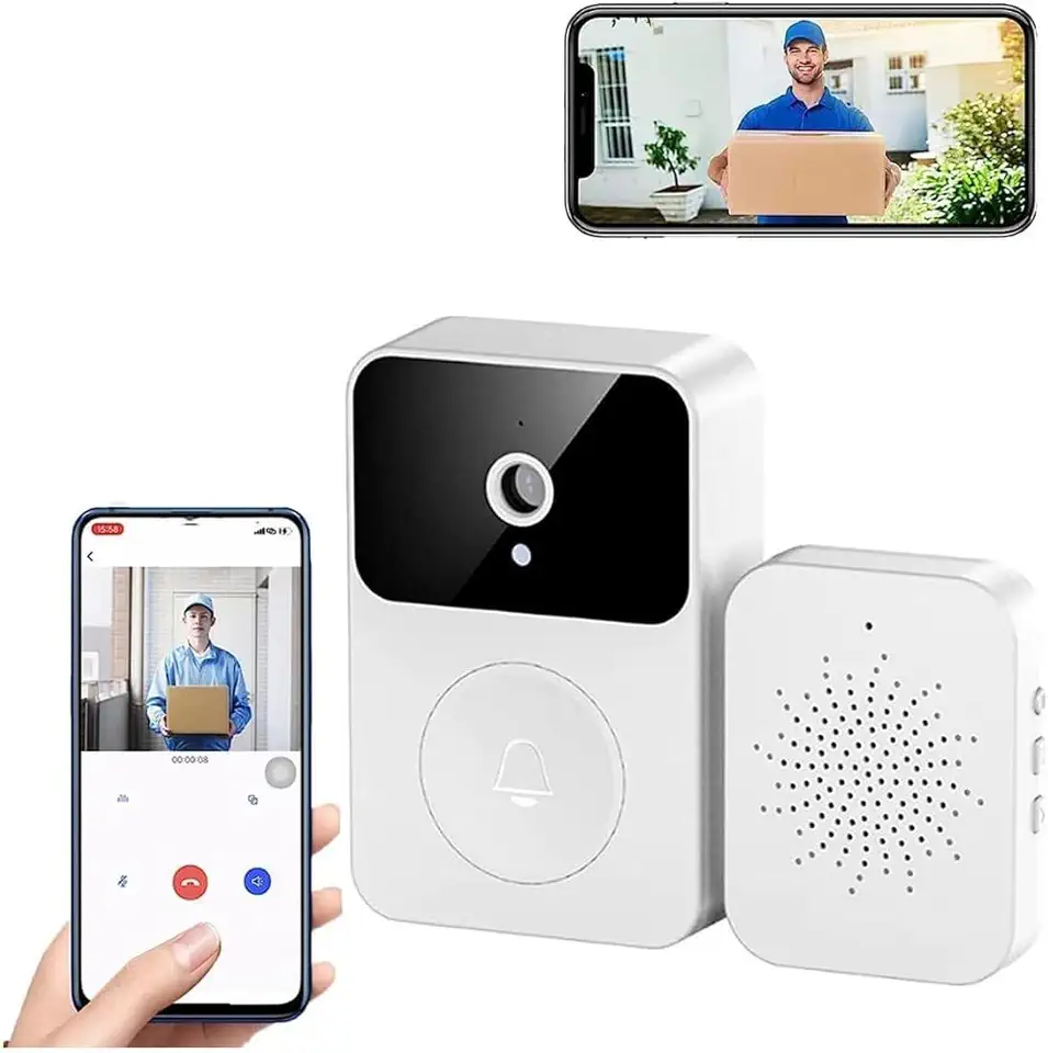 Campainha Inteligente com Câmera de Vídeo Sem Fio X9 - Visão Noturna, Áudio em Tempo Real, Interfone Wi-Fi, App de Segurança, Mudança de Voz