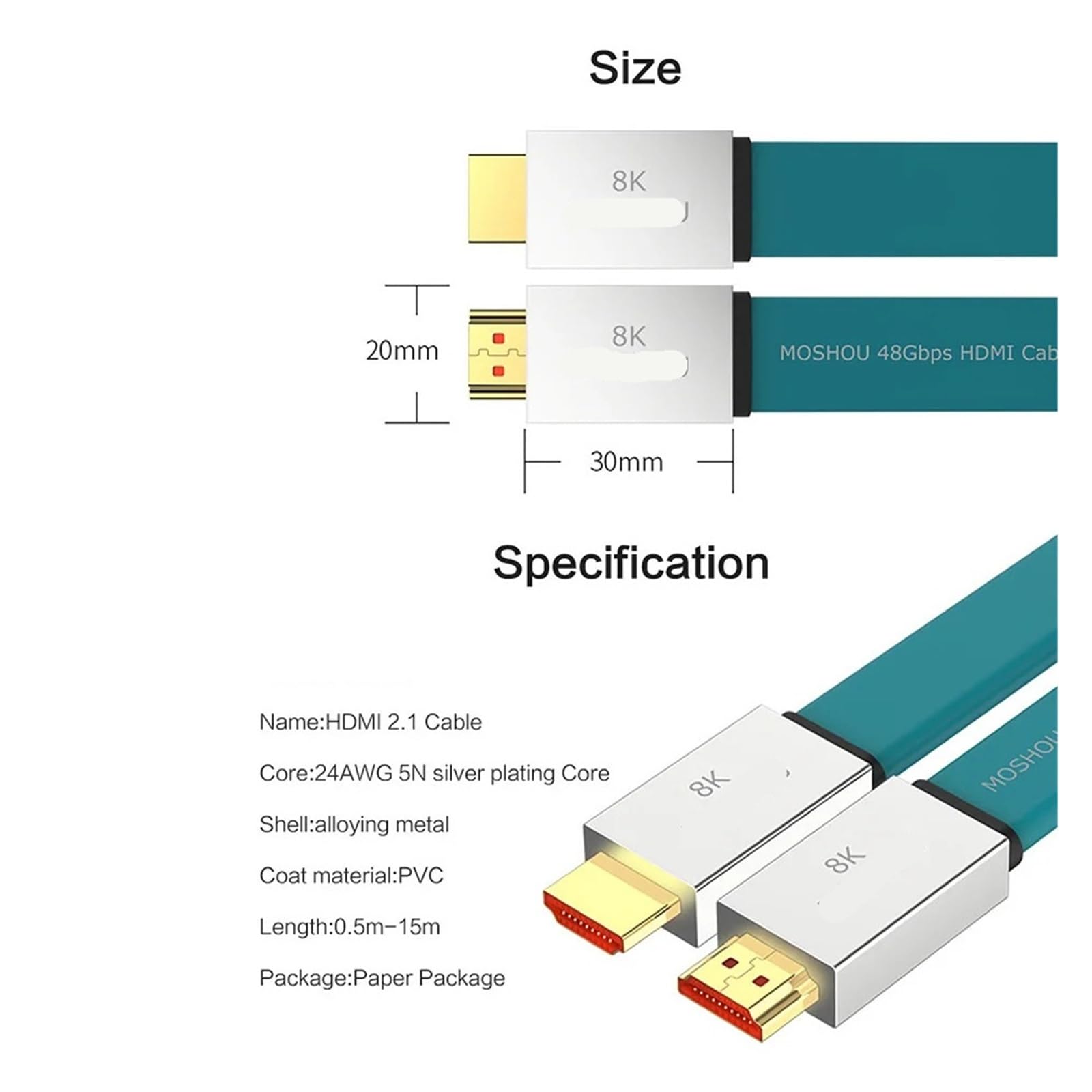 Cavo HDMI 2.1 48 Gbps 8K A 60 Hz 4K A 120 Hz Cavo HDMI Ad Altissima Velocità, HDCP 2.2 E 2.3, HDR10, Supporto EARC For Dolby Vision E Atmos(1m)