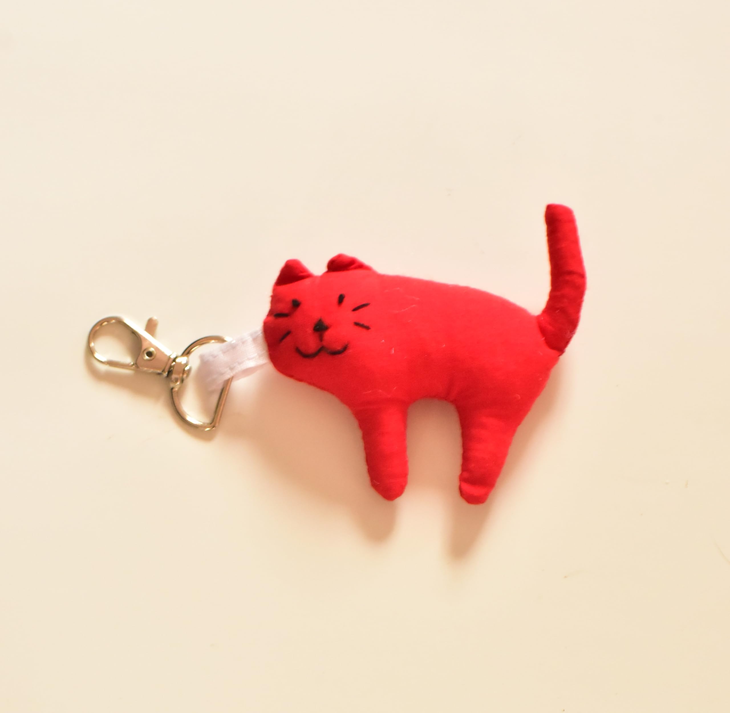 Handcrafted Cotton Cat Bag Charm & Key Ring | Soft Fabric Keychain for Bags, Keys & Backpacks | Eco-Friendly, Lightweight & Gift-Ready | Red-image-39