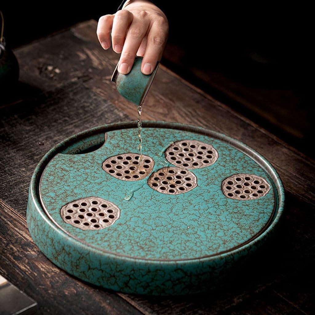 Tea Tray Creative Design Round Large Ceramic Dry Tea Tray Kung Fu Tea Set Pot Holder Tea Ceremony Tea Holder Tea Trays