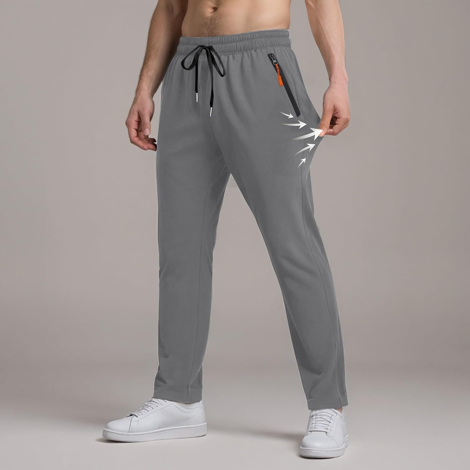 Men's Baggy Fleece Wide Leg Sweatpants Loose Fit Yoga Relaxed Fit Open Bottom Joggers Zipper Casual Soft Straight Leg