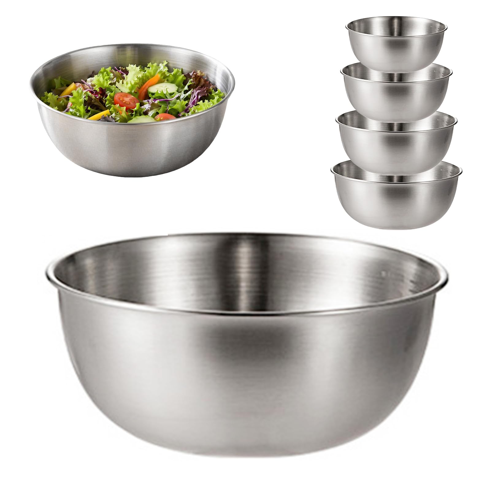 Stainless Steel Salad Bowl, Large Capacity Mixing Bowl, Dishwasher Safe Rust Proof Durable Kitchen Bowl