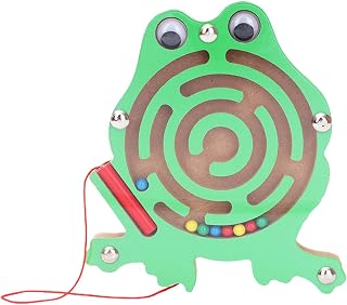 Wooden Round Maze - Magnetic Pen Driving Beads Maze Game | Funny Magnetic Small Maze Toy for Kids Toddler Boys Girls Shakven