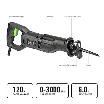 セイモ　1204560 GALAX PRO 120V Reciprocating Saw, 6.0 Amp Variable Speed
