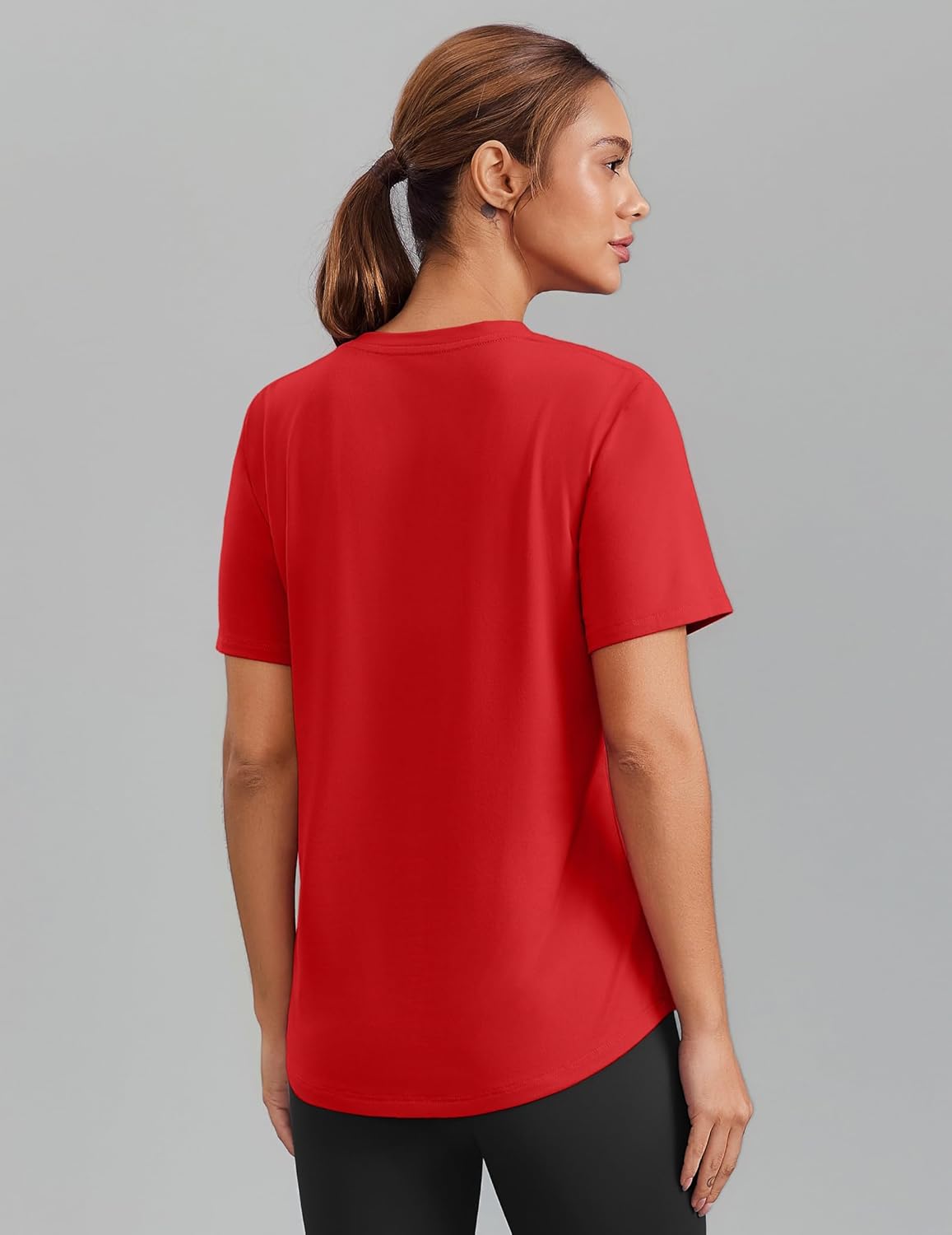 PINSPARK Soft Workout Tops for Women Short Sleeve V Neck Moisture Wicking UPF 50+ Sun Protection Quick Dry Gym Shirts - Image 2