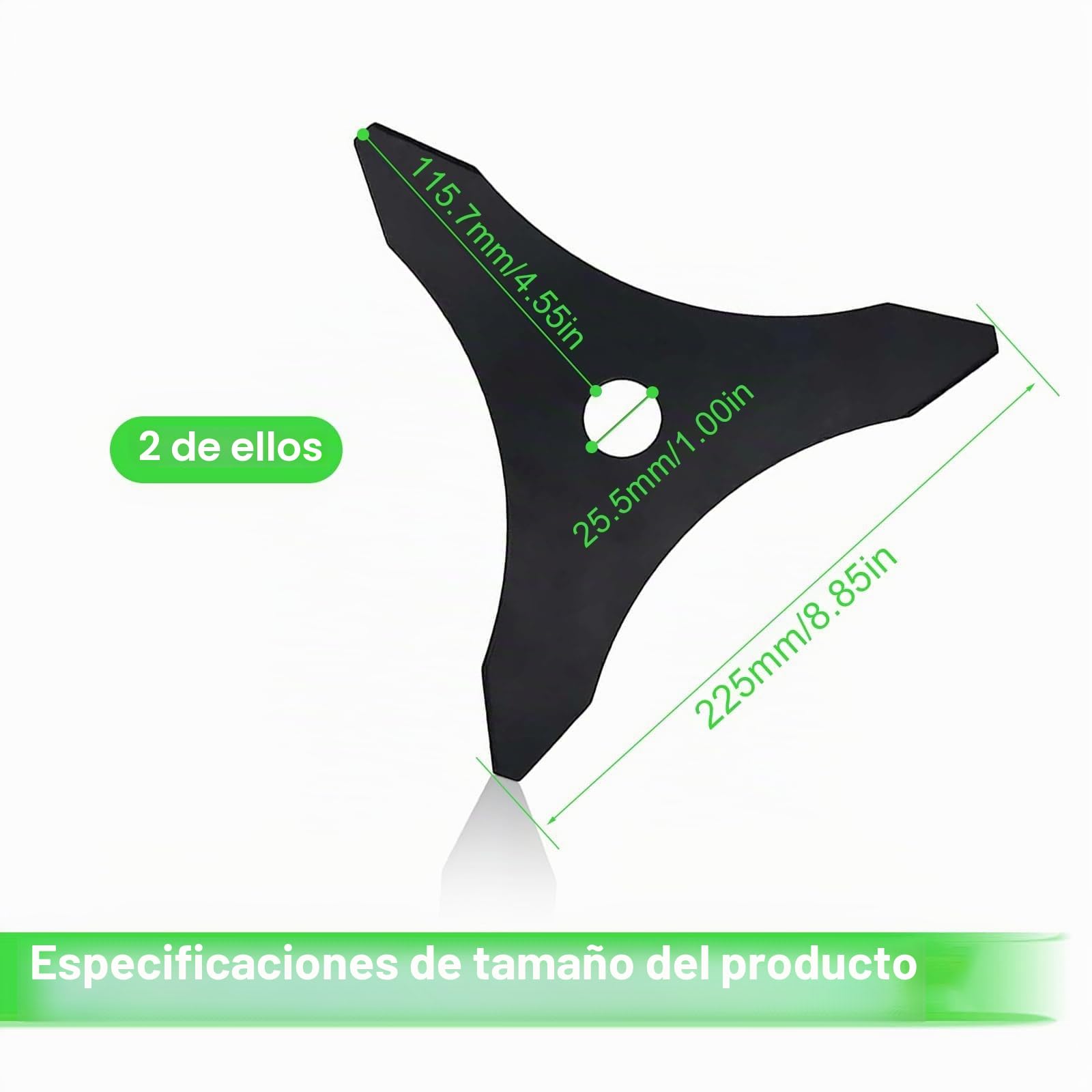 2 Piezas Cuchilla Desbrozadora, 3 Dientes Disco Desbrozadora Acero al Manganeso, Diámetro del Orificio 25,4 mm, Ligero y Delgado, Para Césped y Malezas (No Adecuado para Ramas Duraderas)