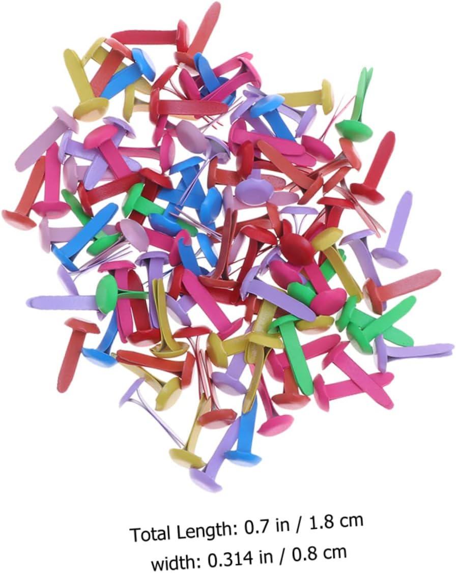 Beatifufu 300pcs Colorful Two-Legged Nails for DIY Crafts Mini Metal Brads Fasteners for Scrapbooking Art Projects and Handmade Accessories