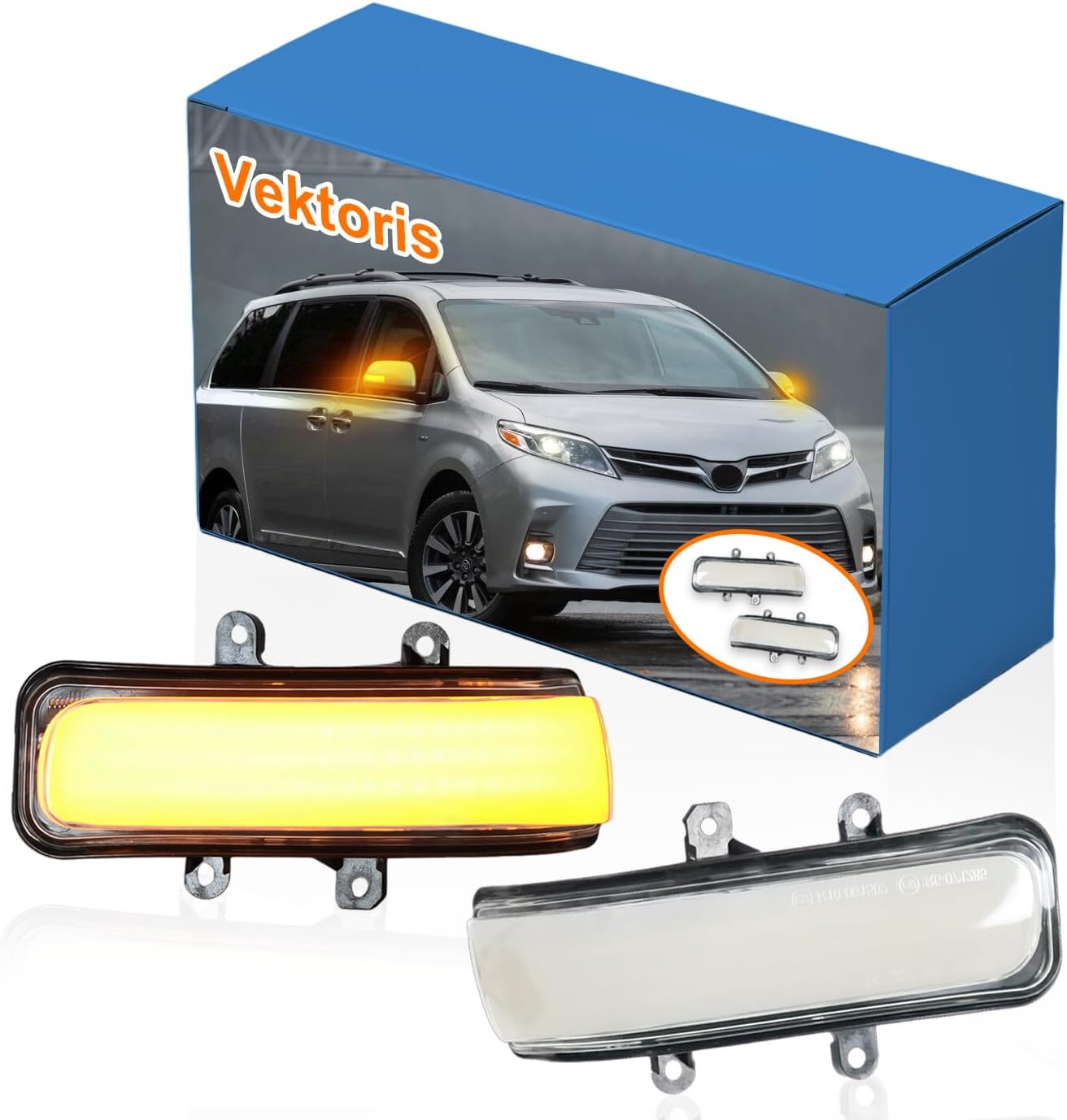 LED Front Bumper Side Mirror Light for Toyota Tacoma 2012-2015 | Sienna 2013-2020 | 4Runner 2010-2013 | RAV4 2009-2012, Clear Lens Amber LED Side Mirror Turn Signal Lamp, 2PCS (Clear Lens)