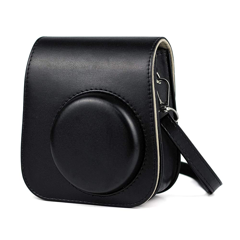 O OzoneCase for Fujifilm Instax Mini 11/12 Case PU Leather Instant Camera Cover with Adjustable Strap [ Designed Cover for Fujifilm Instax Mini 11/12 Instant Camera Bag ] - Black