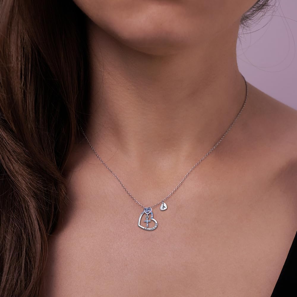 Cross Necklace for Girls | I am a child of God Necklace for Girls | Heart Letter initial | 18K White Gold Plated Pendant Jewelry First Communion Baptism Gifts Christmas Birthday Gifts for Girl Women - Image 6