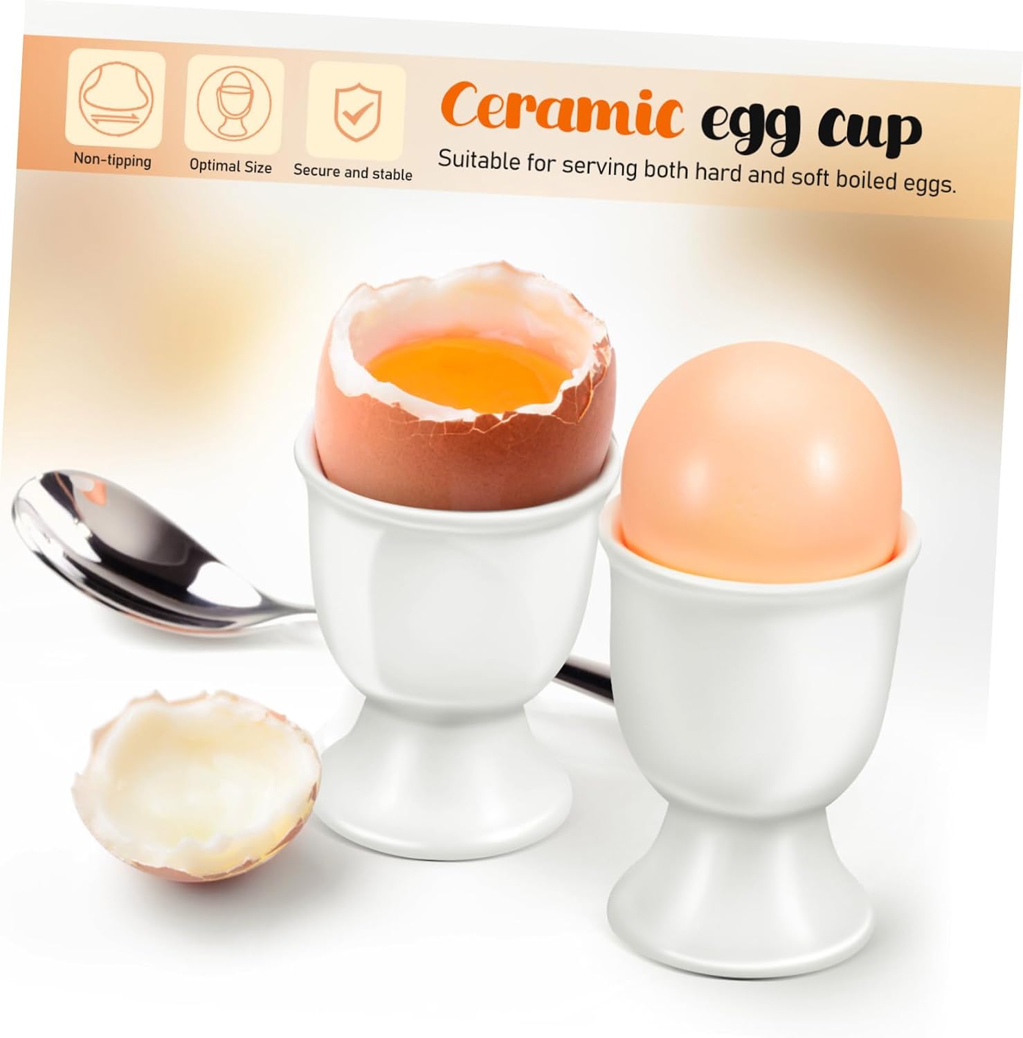 4pcs Ceramic Egg Cups Elegant White Holders for Hard Boiled Eggs Stable and Easy to Clean Kitchen Accessory for Breakfast and Afternoon Tea