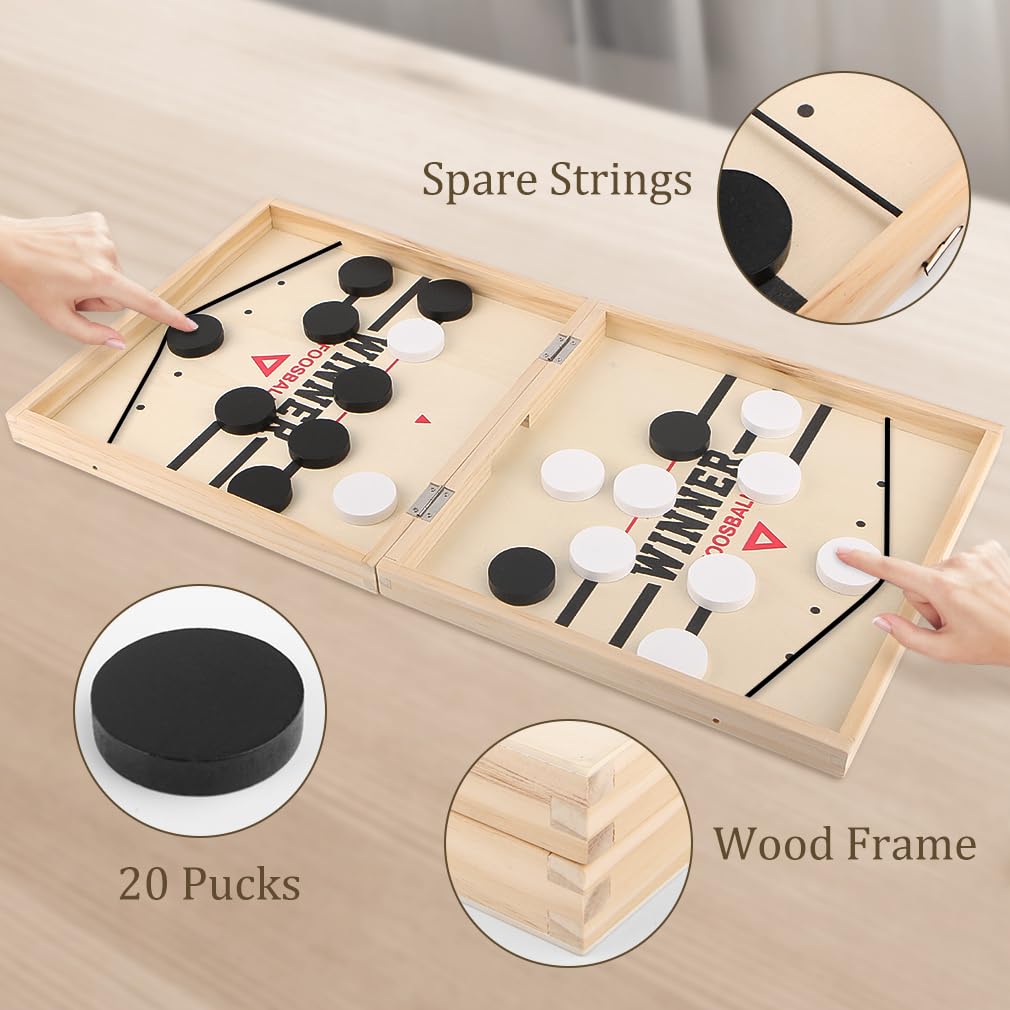 Cartlant Fast Sling Puck Game, Large Foosball Table Shuffleboard Adult Wooden Super Player Winner Pucket Board - Image 3