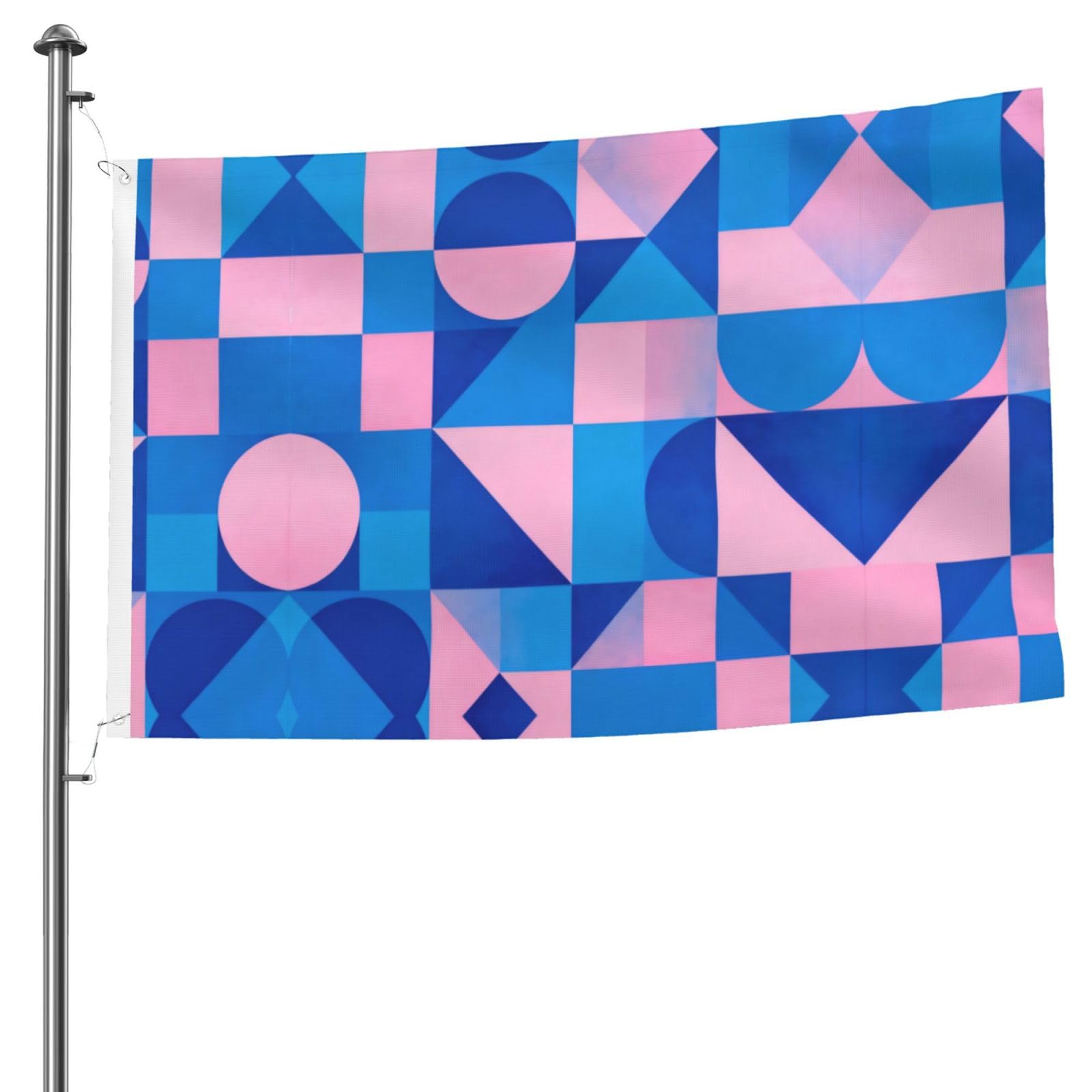 Drapeau extérieur haut de gamme polyester double face bleu rose œillets métalliques robustes