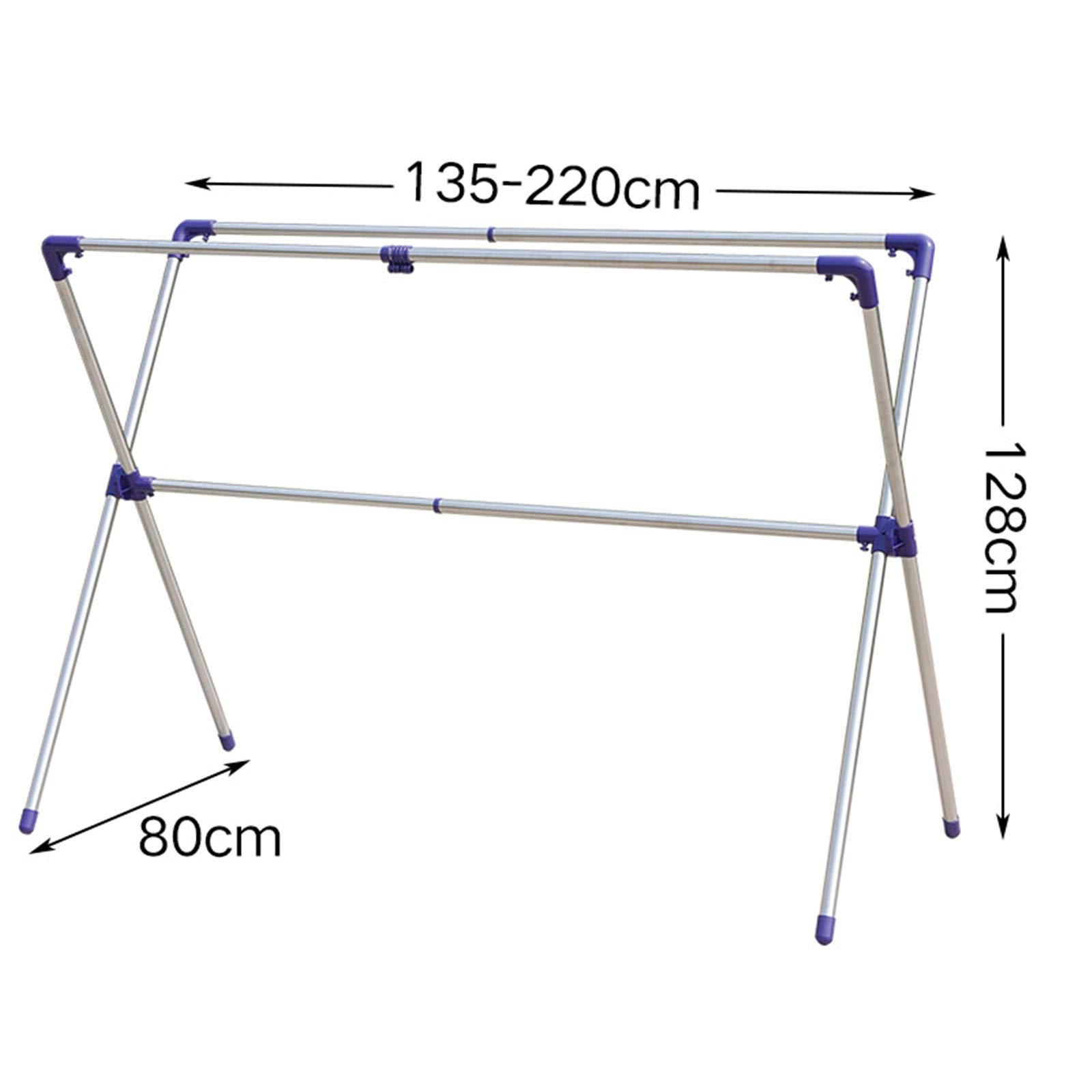 Stendibiancheria pieghevole in acciaio inox, per interni, per casa, roulotte, campeggio, design compatto (135 x 80 x 128 cm)